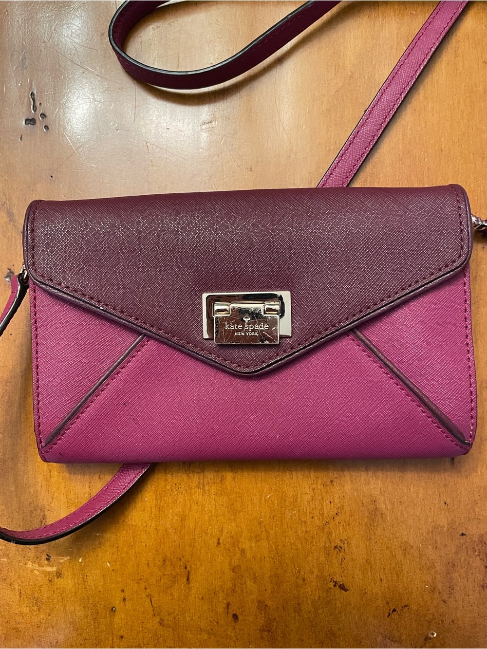 Kate Spade Pink & Burgundy Crossbody Wallet